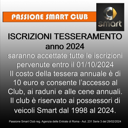 ISCRIZIONE CLUB 2024 - ISCRIZIONE CLUB 2024 - ISCRIZIONE CLUB 2024 - ISCRIZIONE - LG Motori AutoRICAMBI